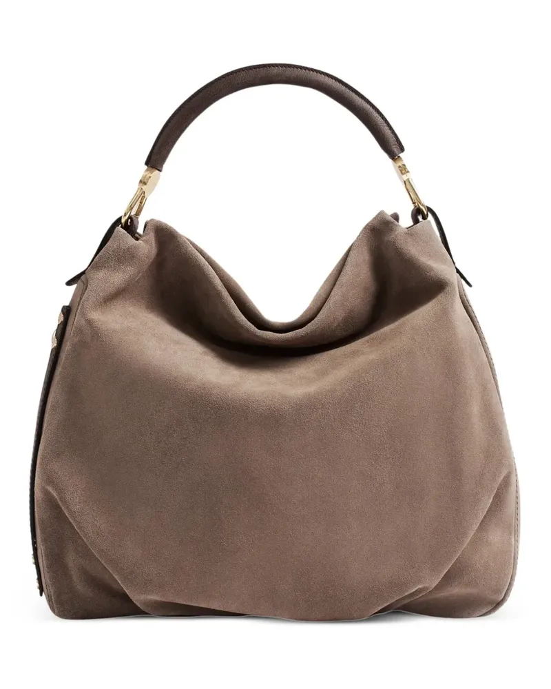 Borbonese medium Bice suede shoulder bag - Braun Braun