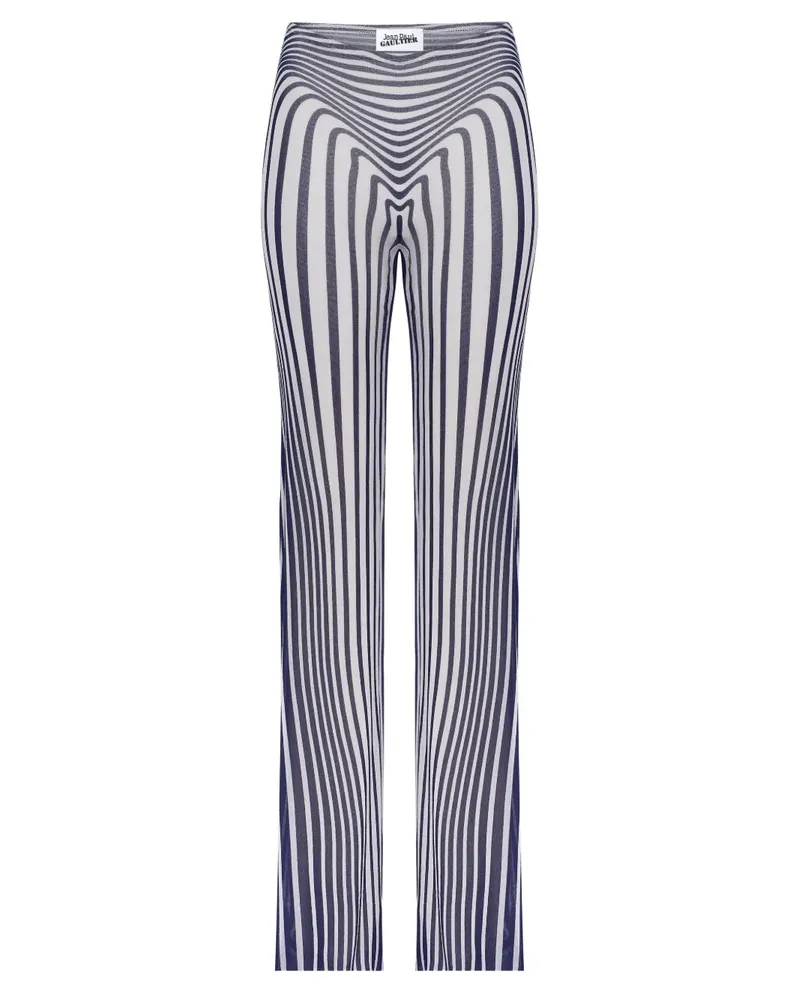 Jean Paul Gaultier elasticated morphing-stripes trousers - Weiß Weiß