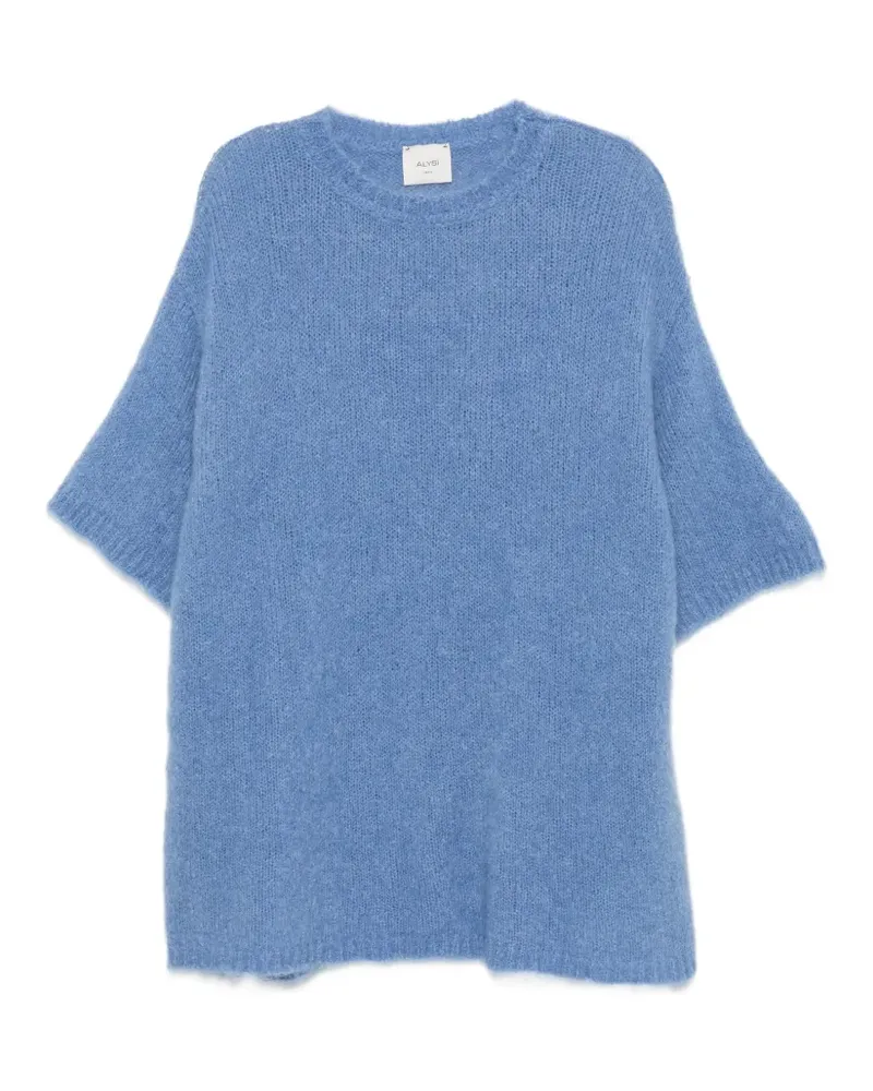 ALYSI Kurzärmeliger Strickpullover - Blau Blau