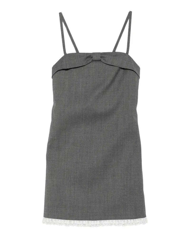Maje Minikleid mit Schleife und Spitzenbesatz - Grau Grau