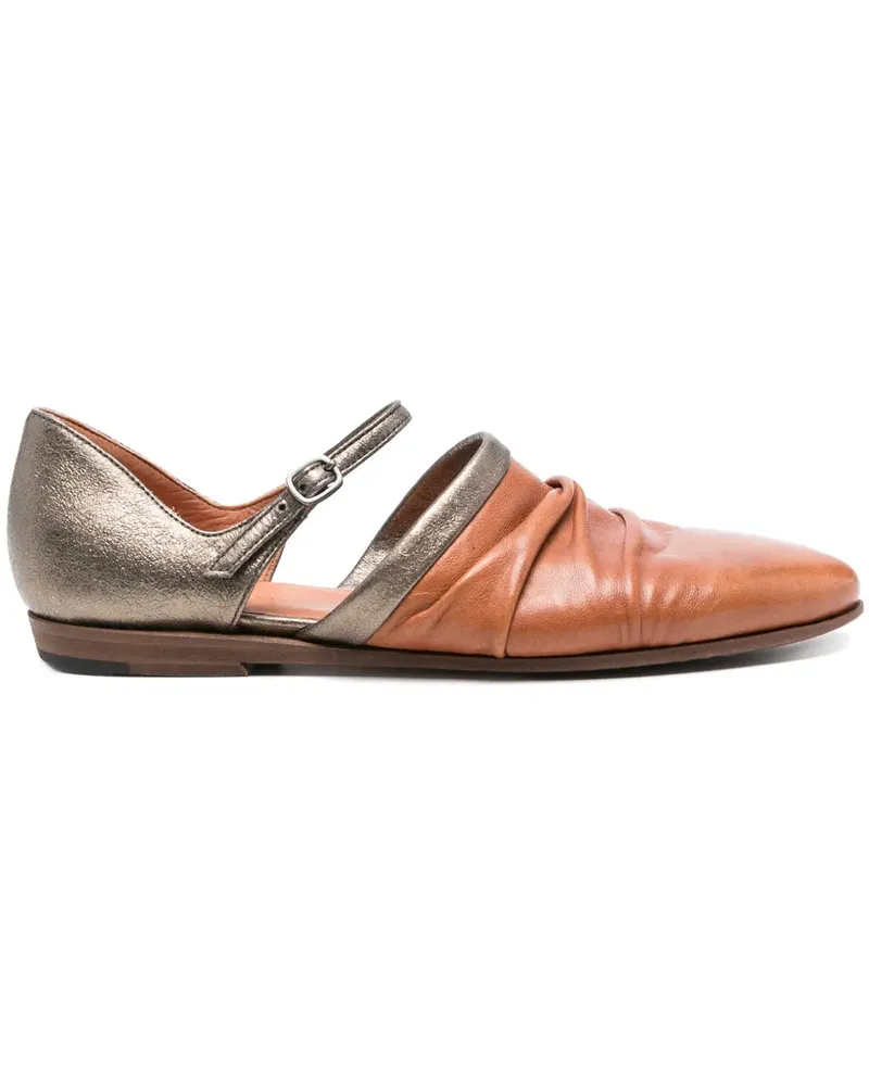 Pantanetti Ballerinas im Metallic-Look - Braun Braun