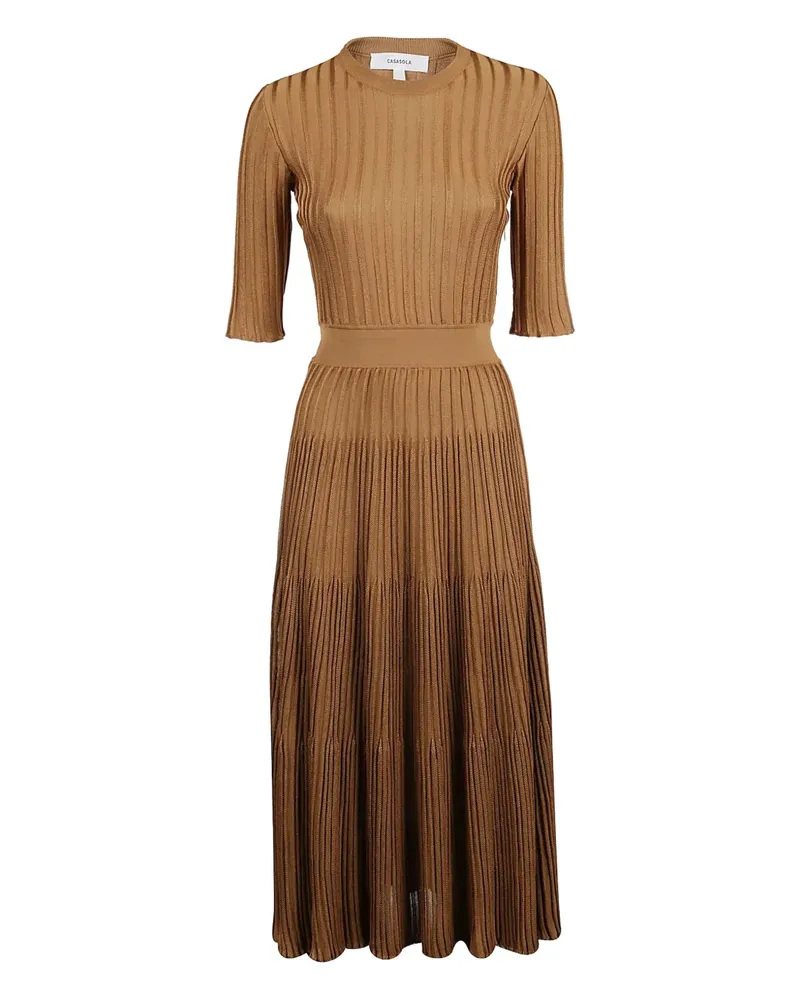 Barbara Casasola ribbed pleated midi dress - Braun Braun