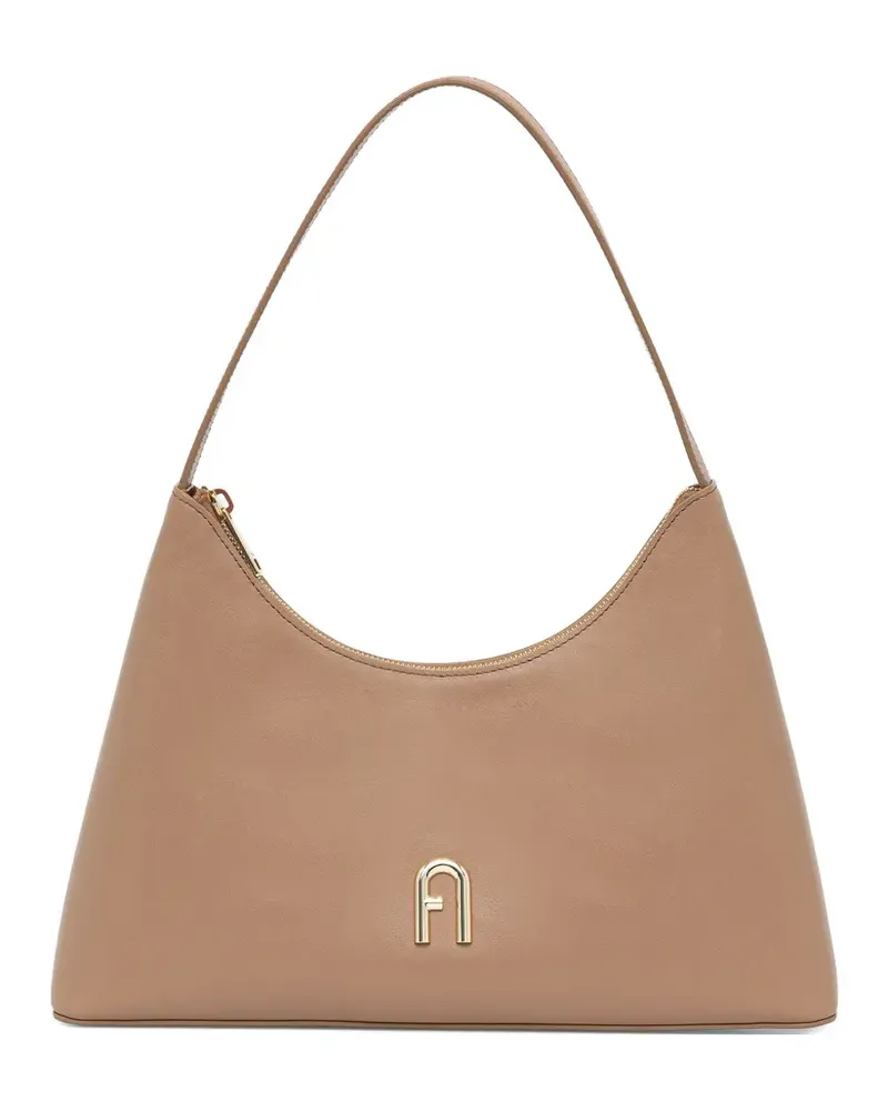 Furla logo-detail leather tote bag - Nude Nude