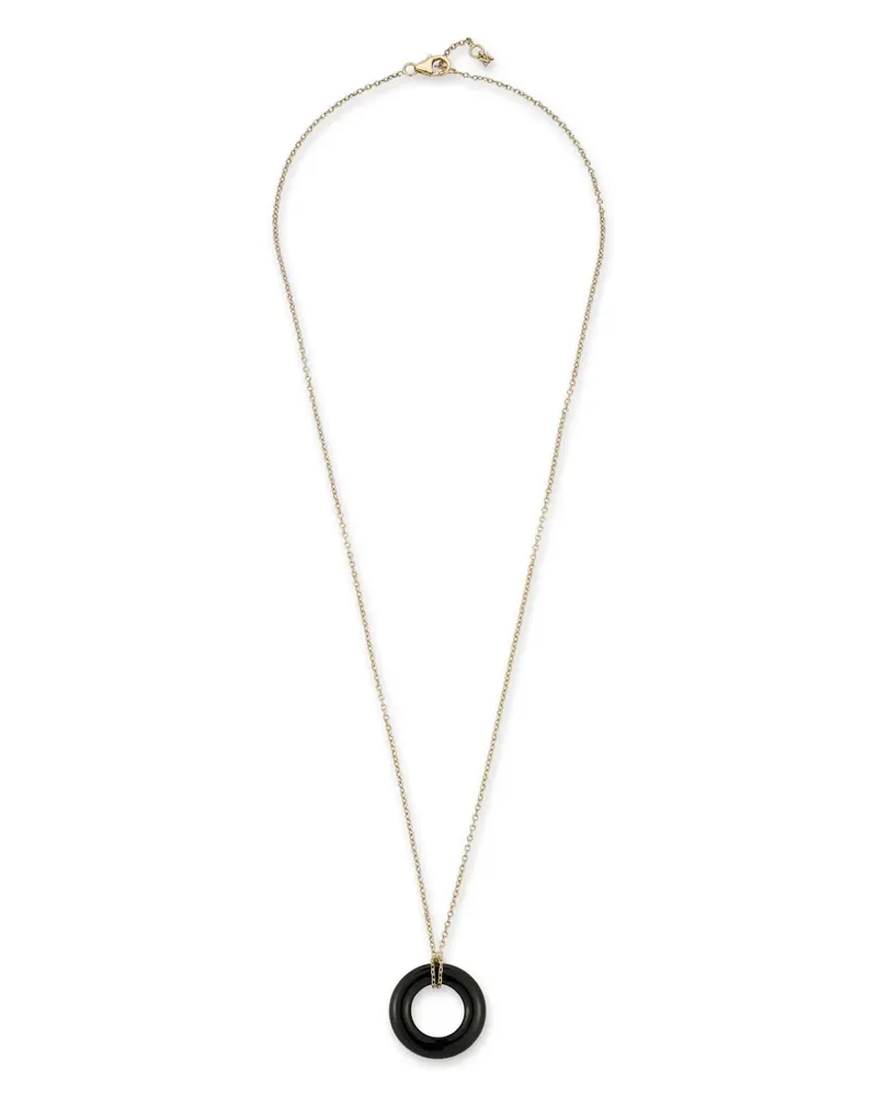 MATEO 14kt Donut Gelbgoldhalskette mit Diamanten und Onyx Gold