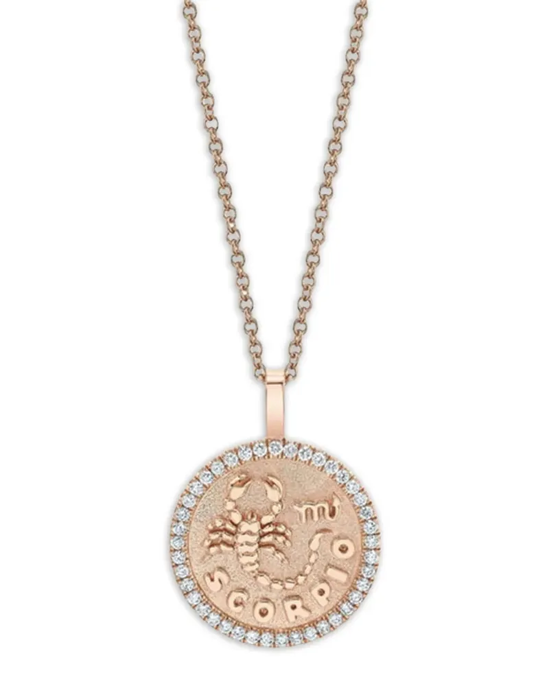 ANITA KO 18kt rose gold Scorpio Coin diamond necklace - Rosa Rosa