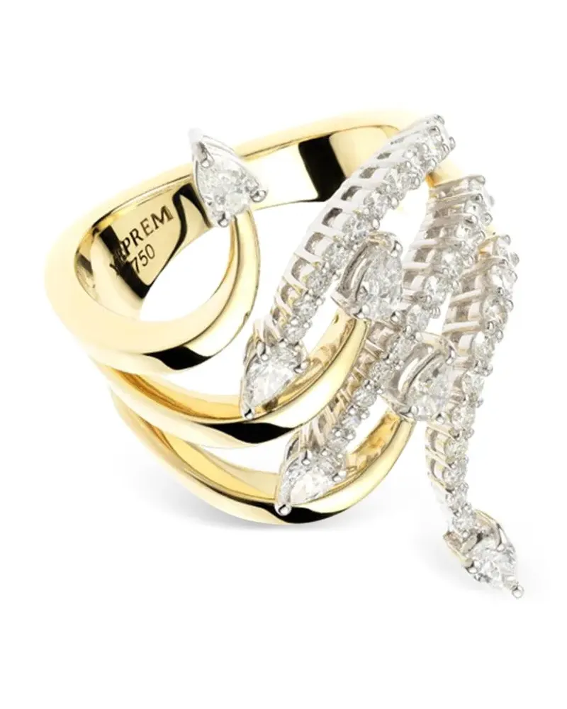 YEPREM 18kt Strada Gelbgoldring mit Diamant Gold