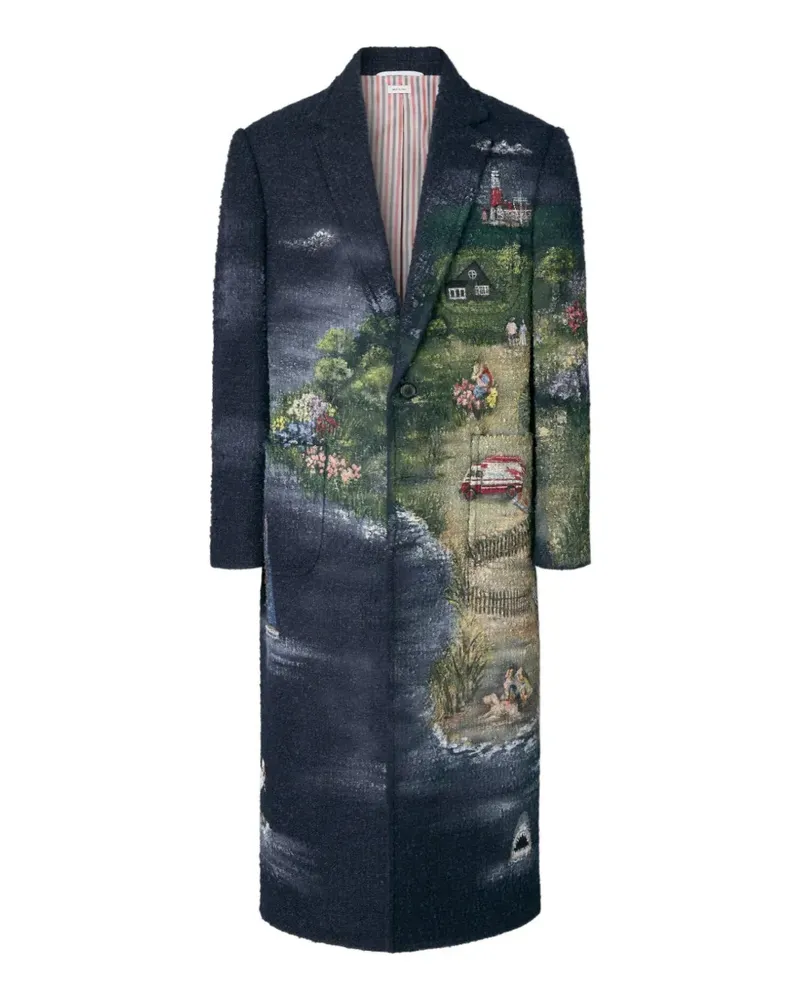 Thom Browne Nantucket Bouclé-Mantel - Blau Blau