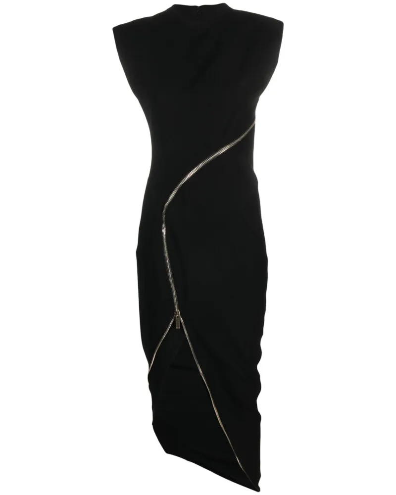 Genny Asymmetrisches Midikleid - Schwarz Schwarz