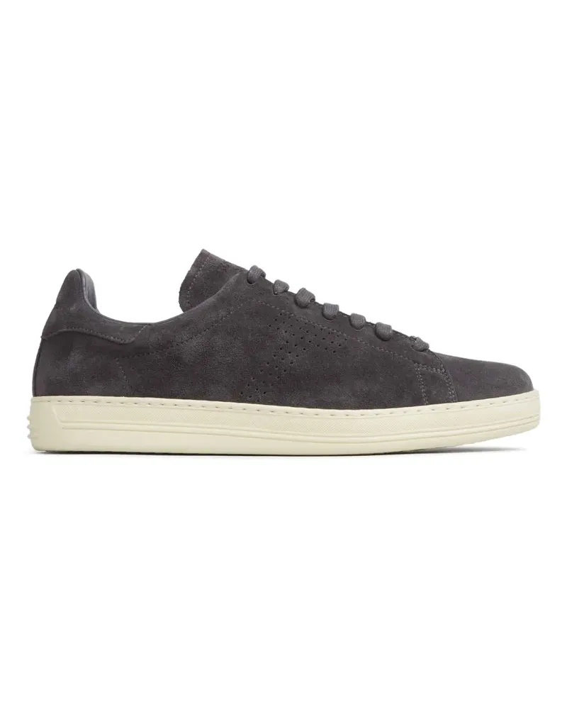 Tom Ford perforated-logo suede sneakers - Grau Grau