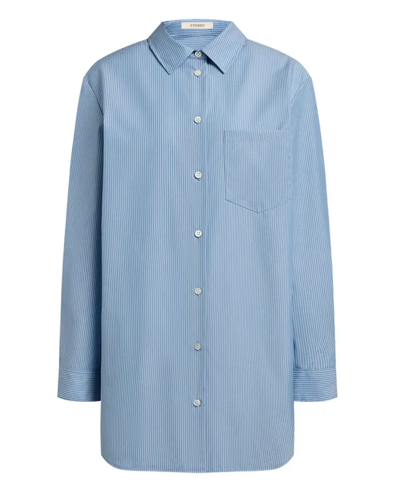 12 STOREEZ Gestreiftes Hemd - Blau Blau