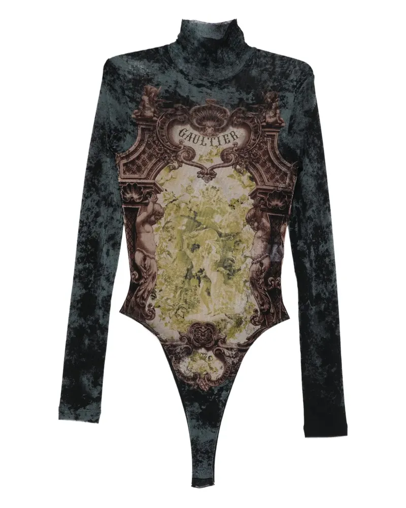 Jean Paul Gaultier Body mit Stehkragen-Print - Blau Blau