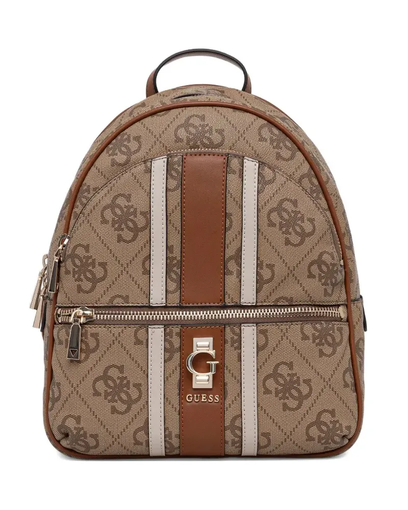 Guess Erenia logo-plaque patterned backpack - Nude Nude