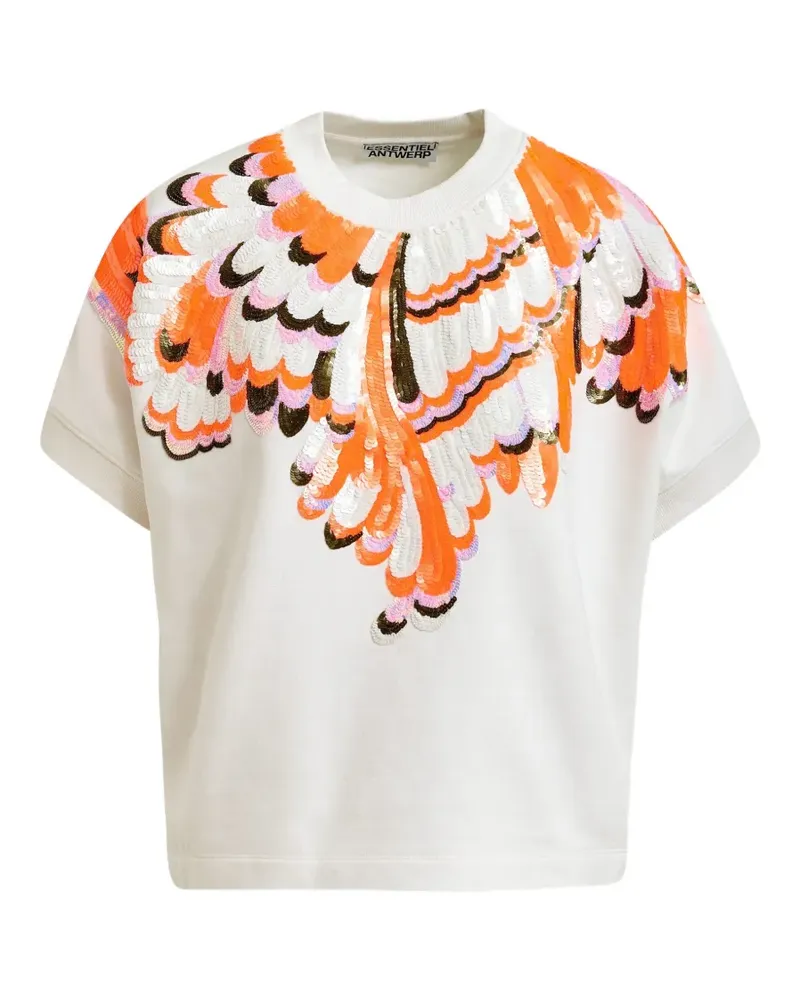 Essentiel Pfau-T-Shirt mit Pailletten - Nude Nude