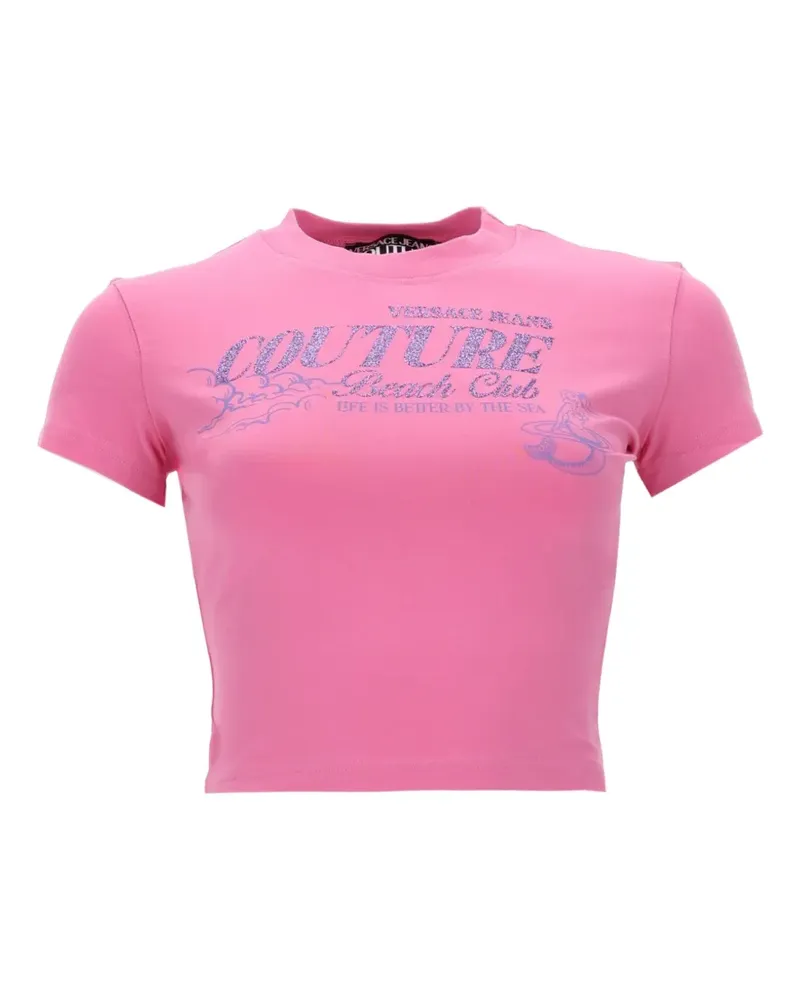 Versace Jeans Cropped-T-Shirt mit Logo - Rosa Rosa