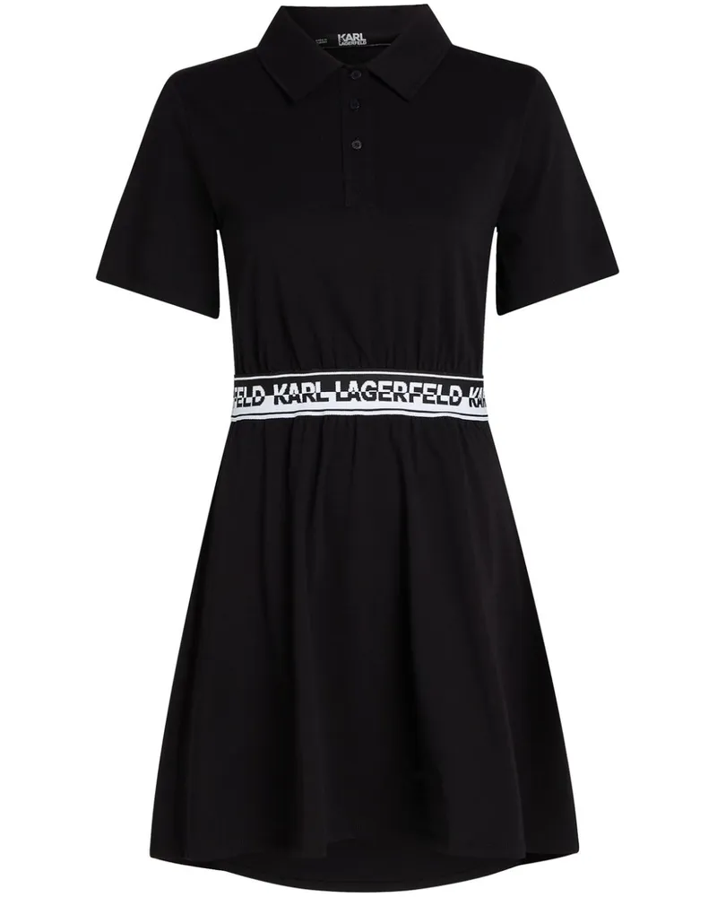 Karl Lagerfeld Polo-Minikleid mit Logo-Bund - Schwarz Schwarz