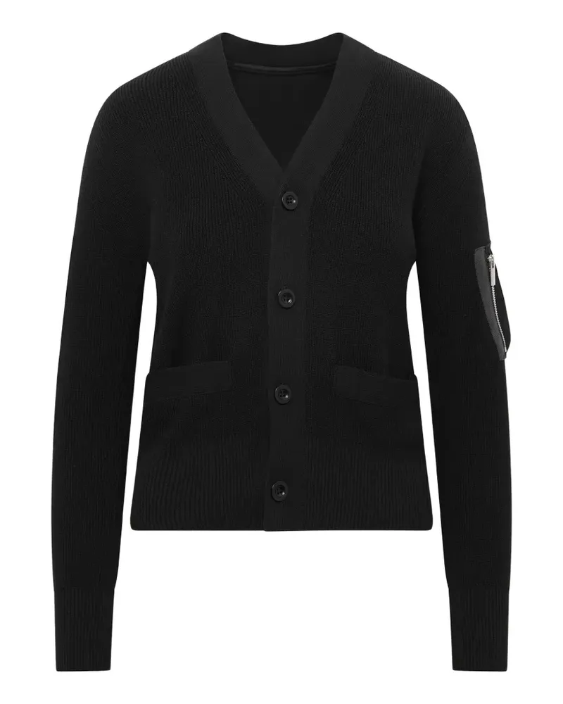 Sacai panelled cardigan - Schwarz Schwarz