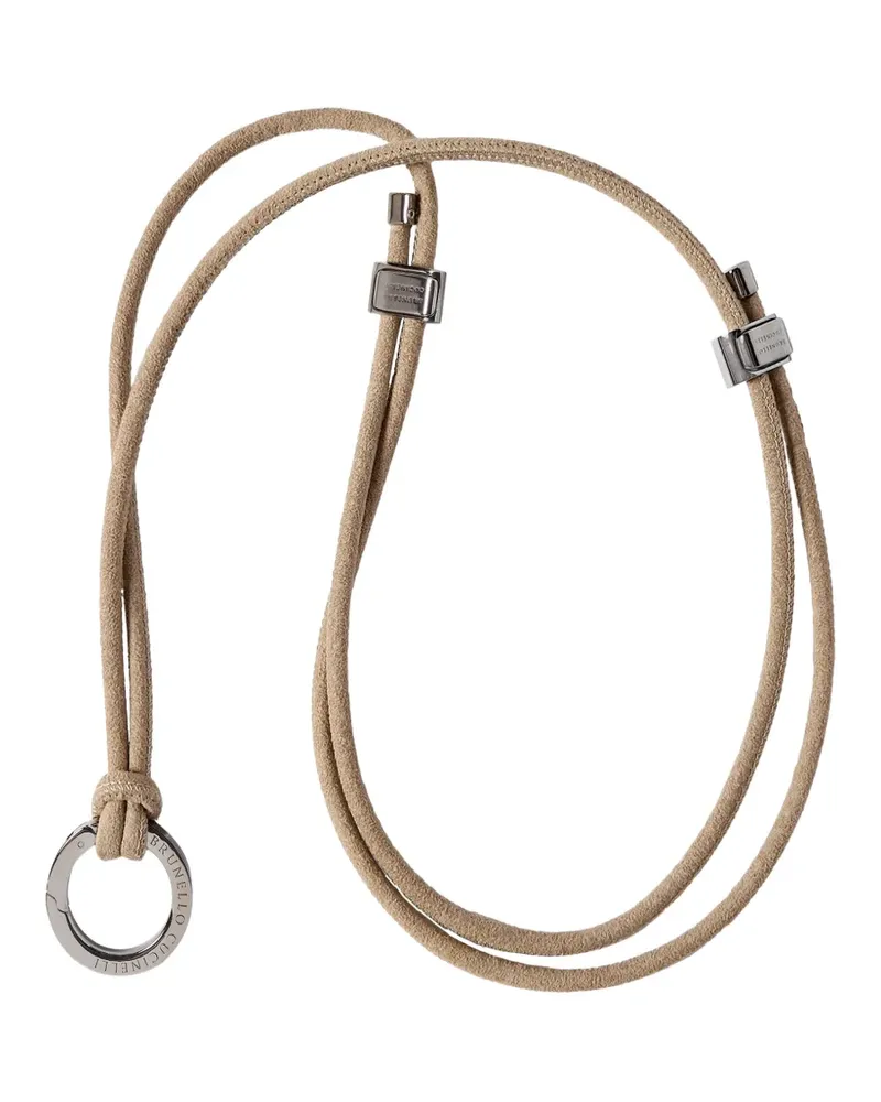 Brunello Cucinelli Alcantara glasses cord with monili - Nude Nude
