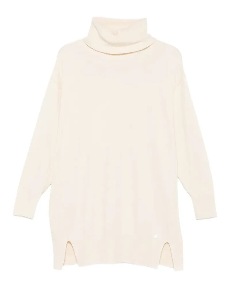 Please roll-neck side-slit sweater - Nude Nude