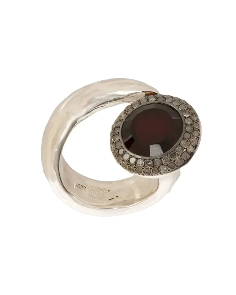 Rosa Maria Silberring mit Granat und grauen Diamanten Silber