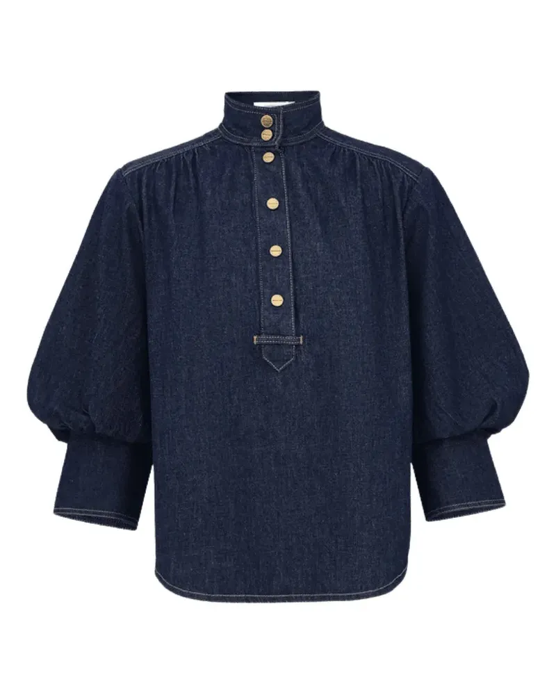 Zimmermann Jeansbluse mit weiten Ärmeln - Blau Blau