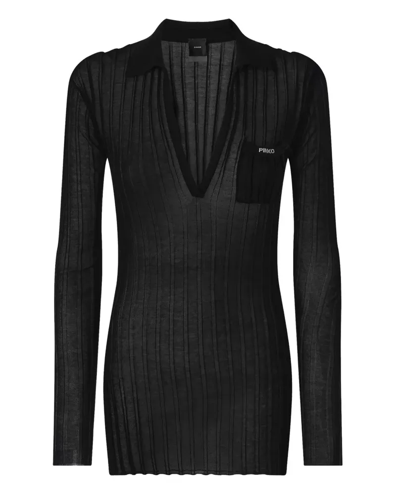 Pinko Geripptes Poloshirt - Schwarz Schwarz