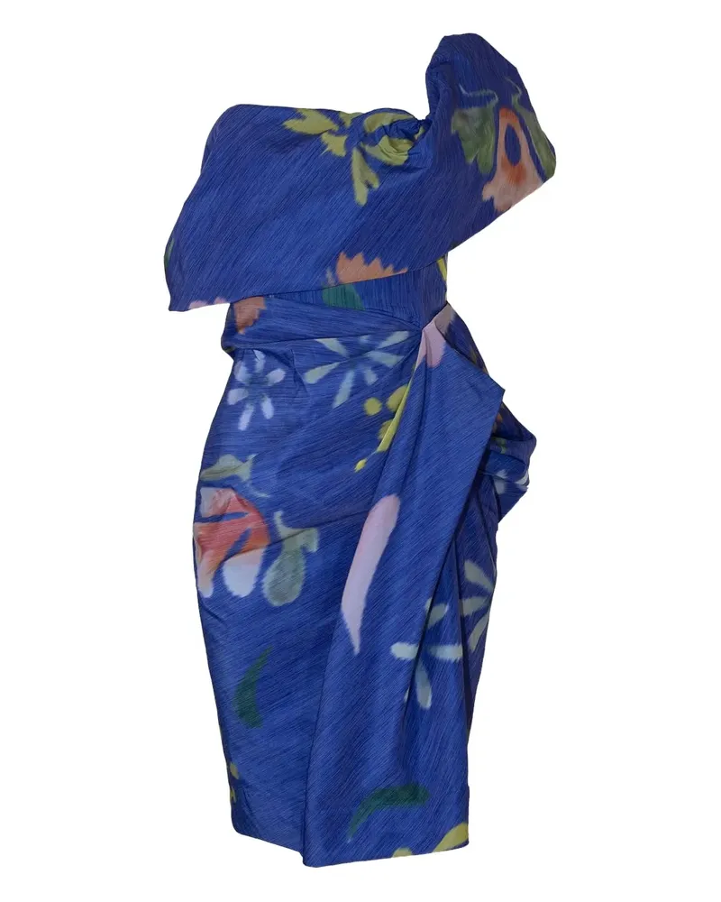 Rosie Assoulin Drapiertes Dawn Midikleid mit Blumen-Print - Blau Blau