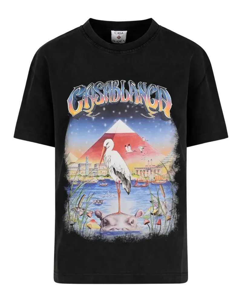 Casablanca Paris Kurzärmeliges Egypt As It Was Oversized-T-Shirt - Schwarz Schwarz