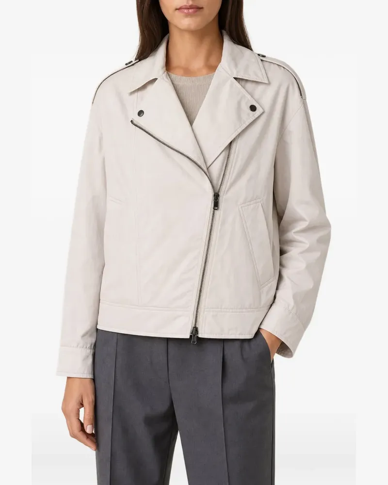 Brunello Cucinelli Asymmetrische Bikerjacke mit Reißverschluss - Nude Nude