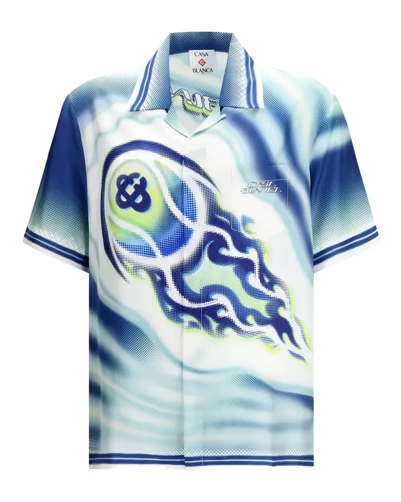 Casablanca Paris Seidenhemd mit grafischem Print - Blau Blau