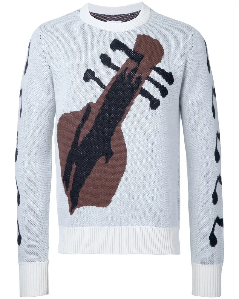 TheSoloIst Intarsien-Kaschmirpullover mit Gitarren-Motiv - Grau Grau