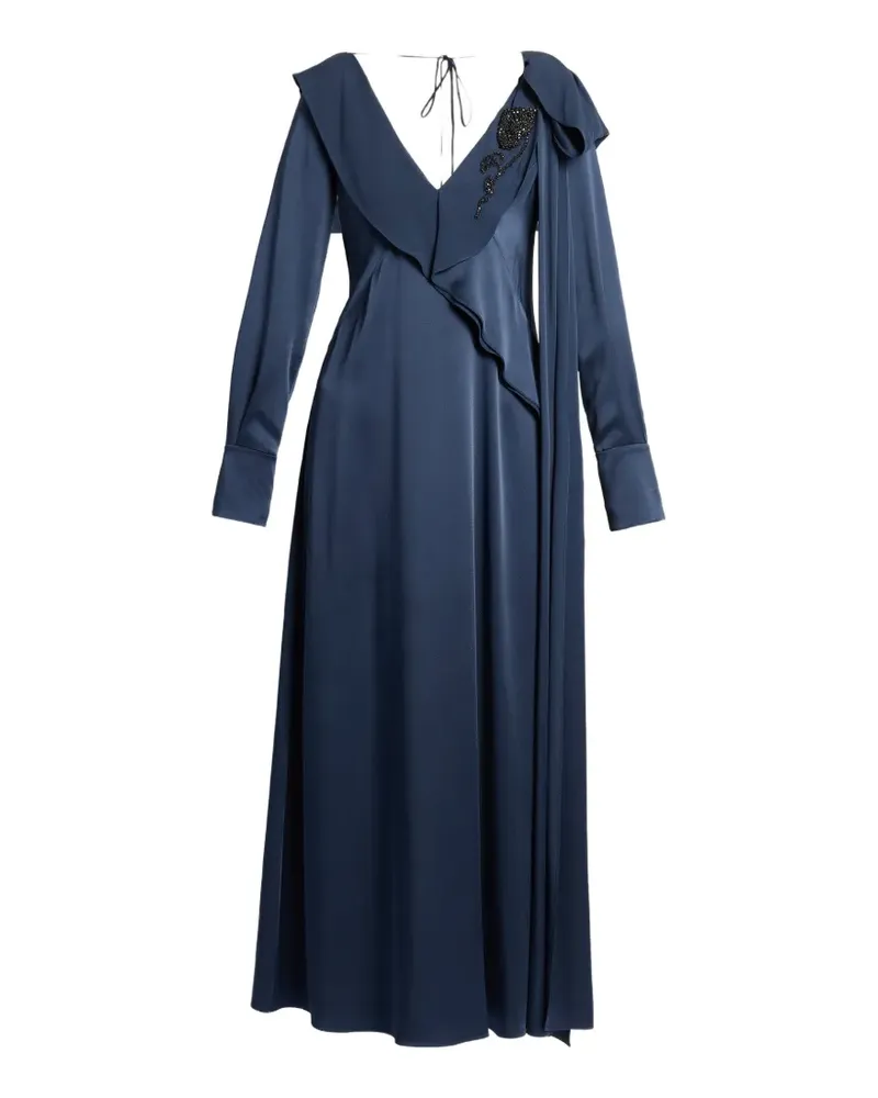 Erdem crystal-embellished draped midi dress - Blau Blau