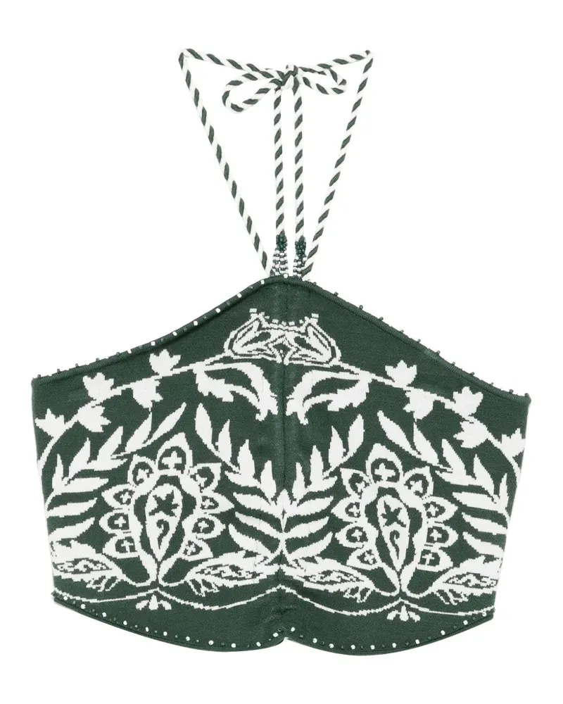 FARM Rio Miranda Neckholder-Top mit Perlen - Grün Grün