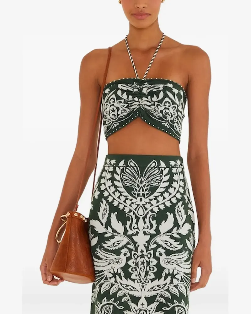 FARM Rio Miranda Neckholder-Top mit Perlen - Grün Grün