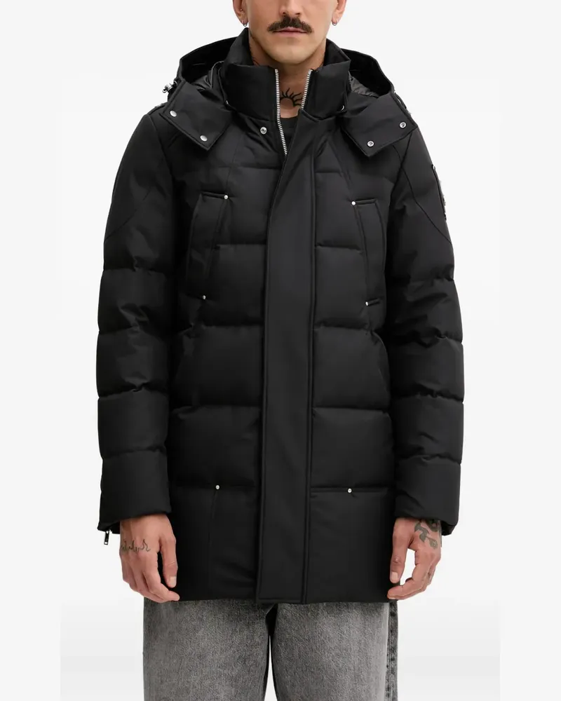 Moose Knuckles hooded logo patch jacket - Schwarz Schwarz