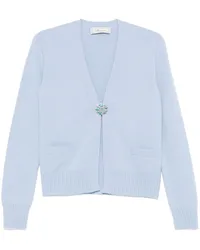 Blumarine Kristallverzierter Cardigan mit Brosche Blau