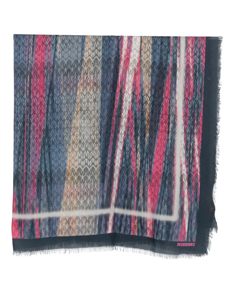Missoni zigzag-print frayed scarf - Blau Blau