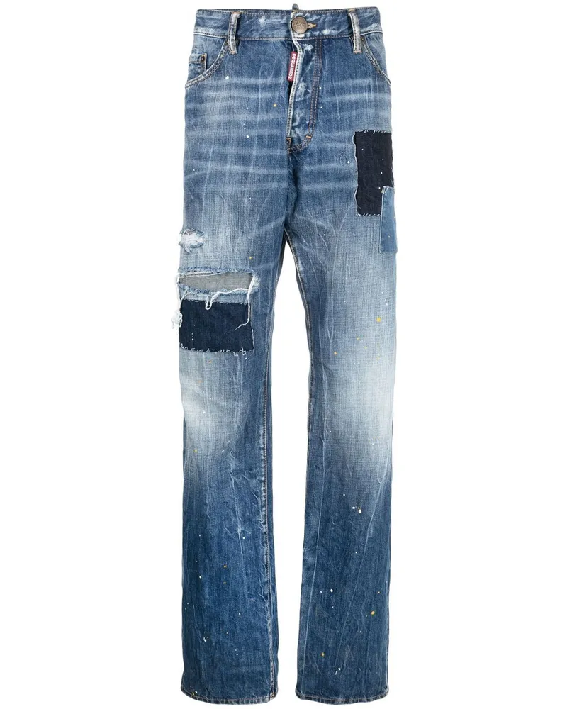 Dsquared2 Patchwork-Jeans im Distressed-Look - Blau Blau