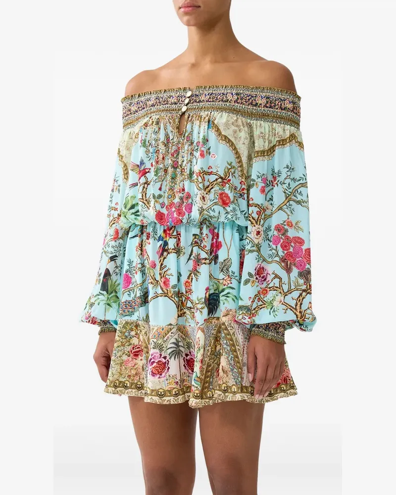 Camilla Schulterfreies Sultans and Queens Minikleid - Blau Blau