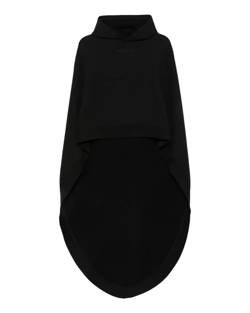 Balenciaga asymmetric embroidered-logo hoodie - Schwarz Schwarz