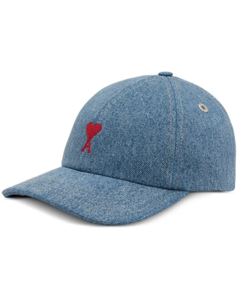 AMI Paris Baseballkappe mit Ami de Coeur-Stickerei - Blau Blau