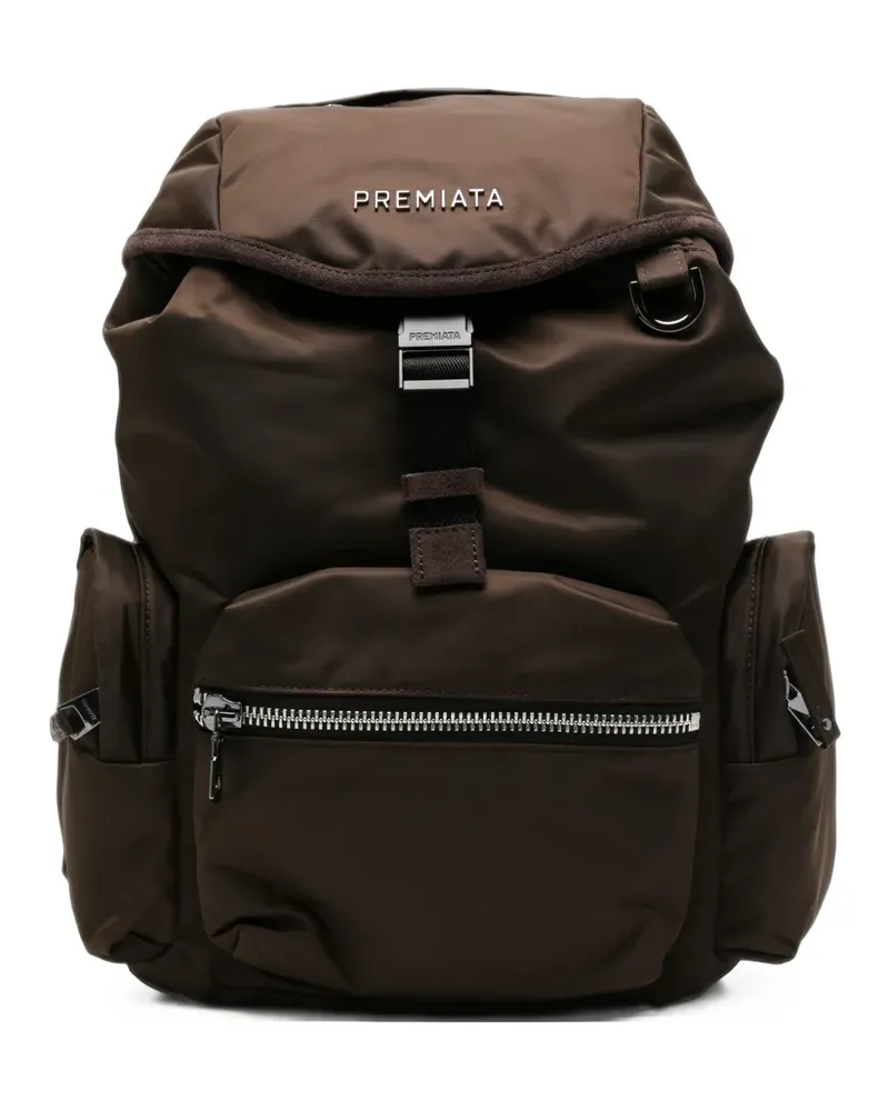 Premiata logo-plaque buckle-fastening backpack - Braun Braun