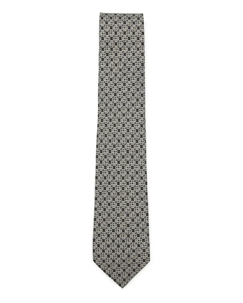 Ferragamo patterned tie - Schwarz Schwarz
