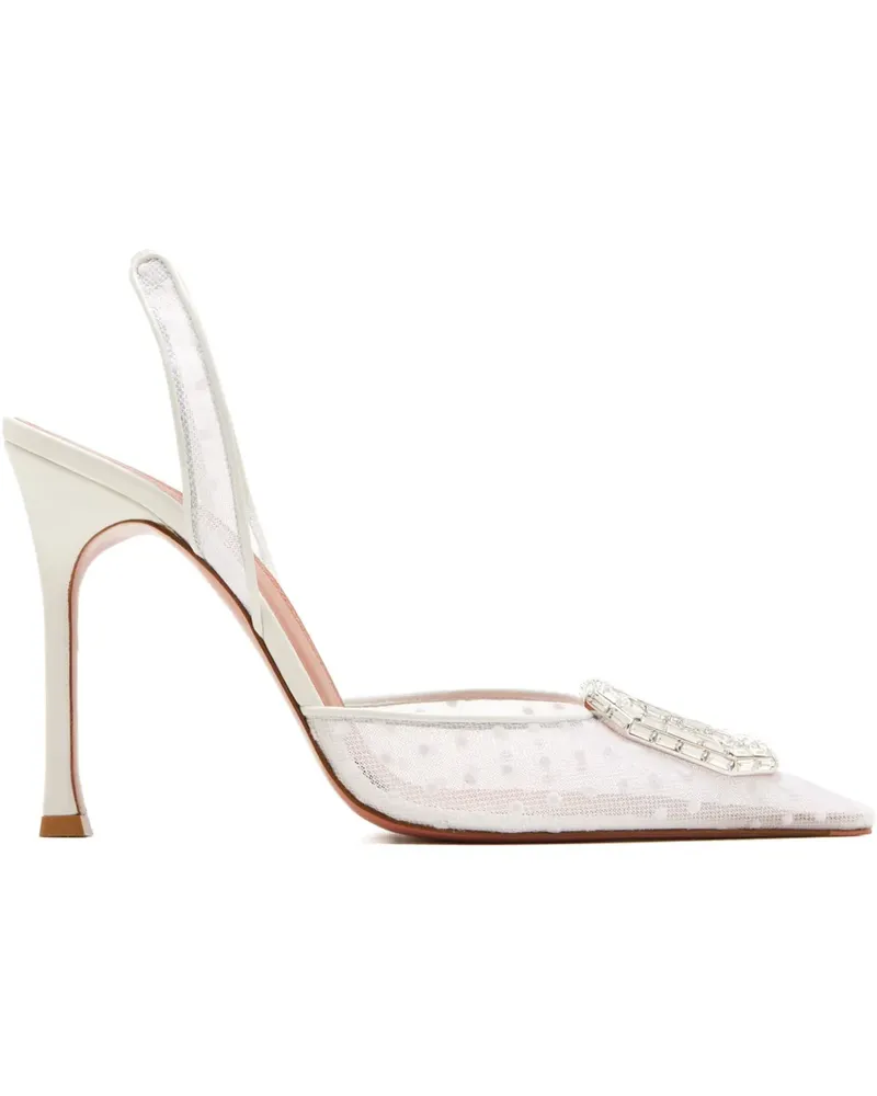 Amina Muaddi Camelia Sling 90 polka-dot crystal-embellished pumps - Weiß Weiß