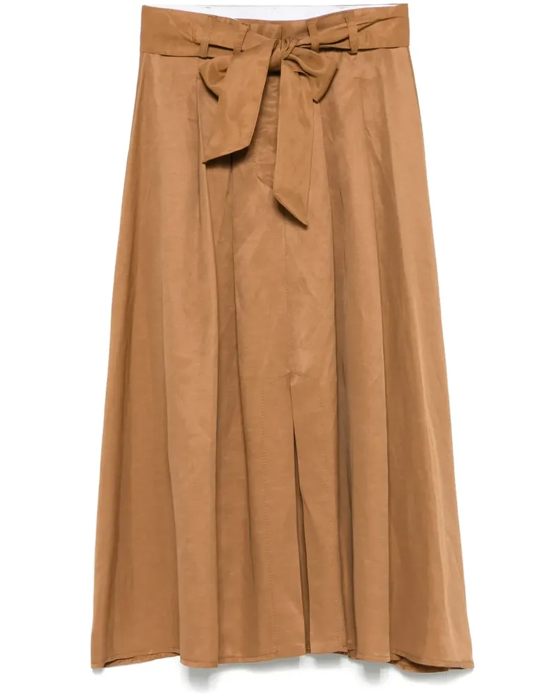 Kaos Midirock mit Falten - Braun Braun