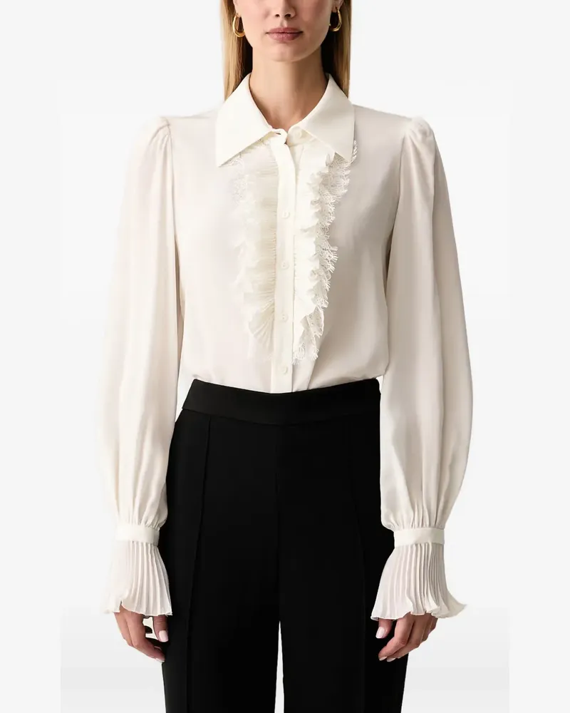 Luisa Spagnoli Luminaria lace-trimmed ruffled blouse - Nude Nude