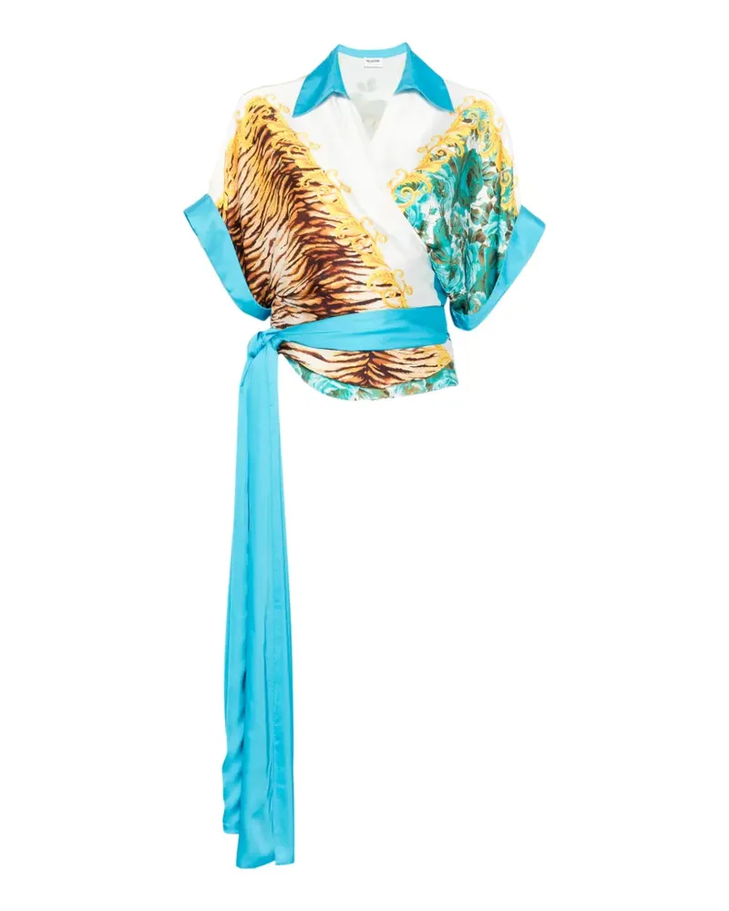 Blumarine floral-print wrap top - Weiß Weiß