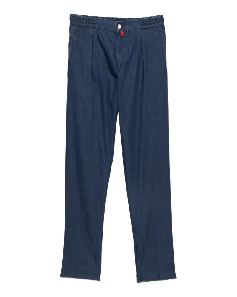 Kiton Plissierte Hose mit Stretchbund - Blau Blau