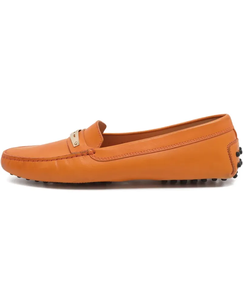 TOD'S orange leather loafers Orange