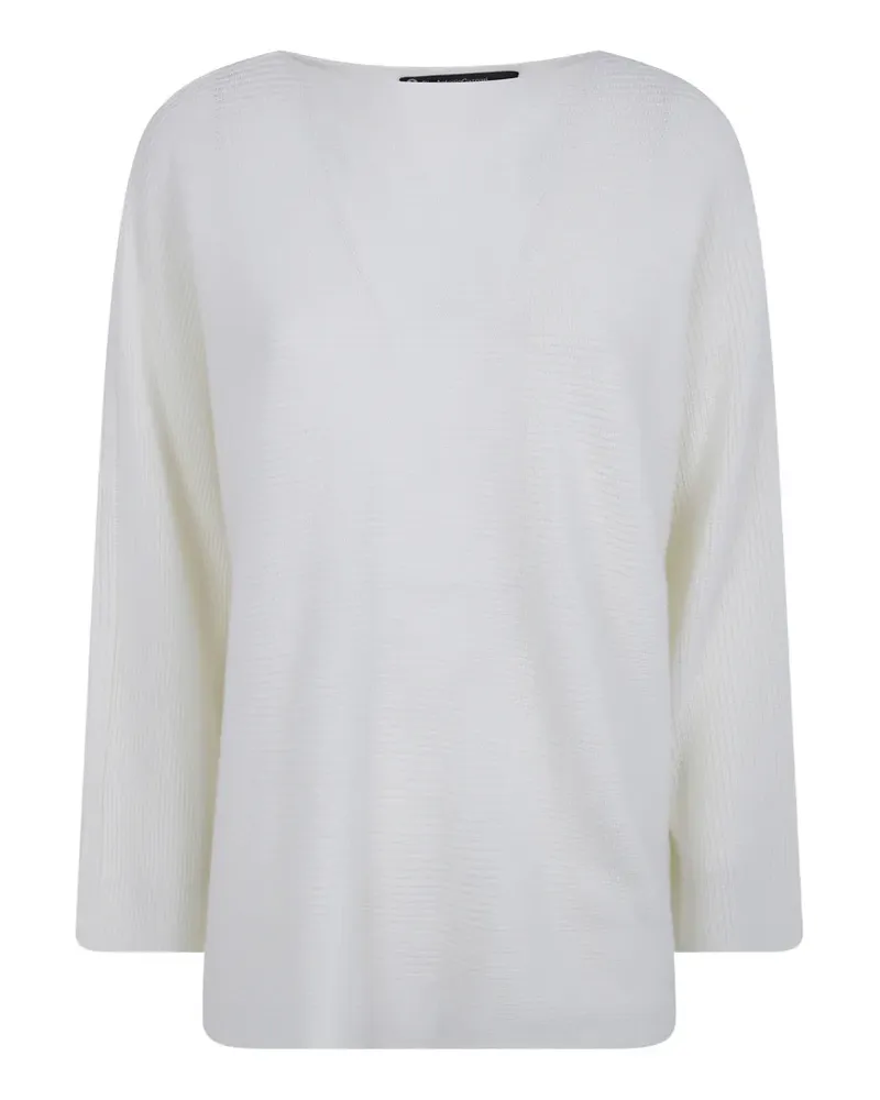 Pier Antonio Gaspari Gerippter Pullover mit U-Boot-Ausschnitt - Weiß Weiß