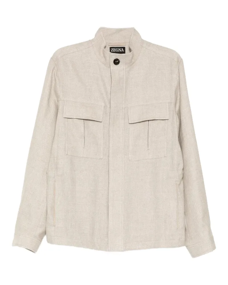 Ermenegildo Zegna stand-collar flap-pocket jacket - Nude Nude